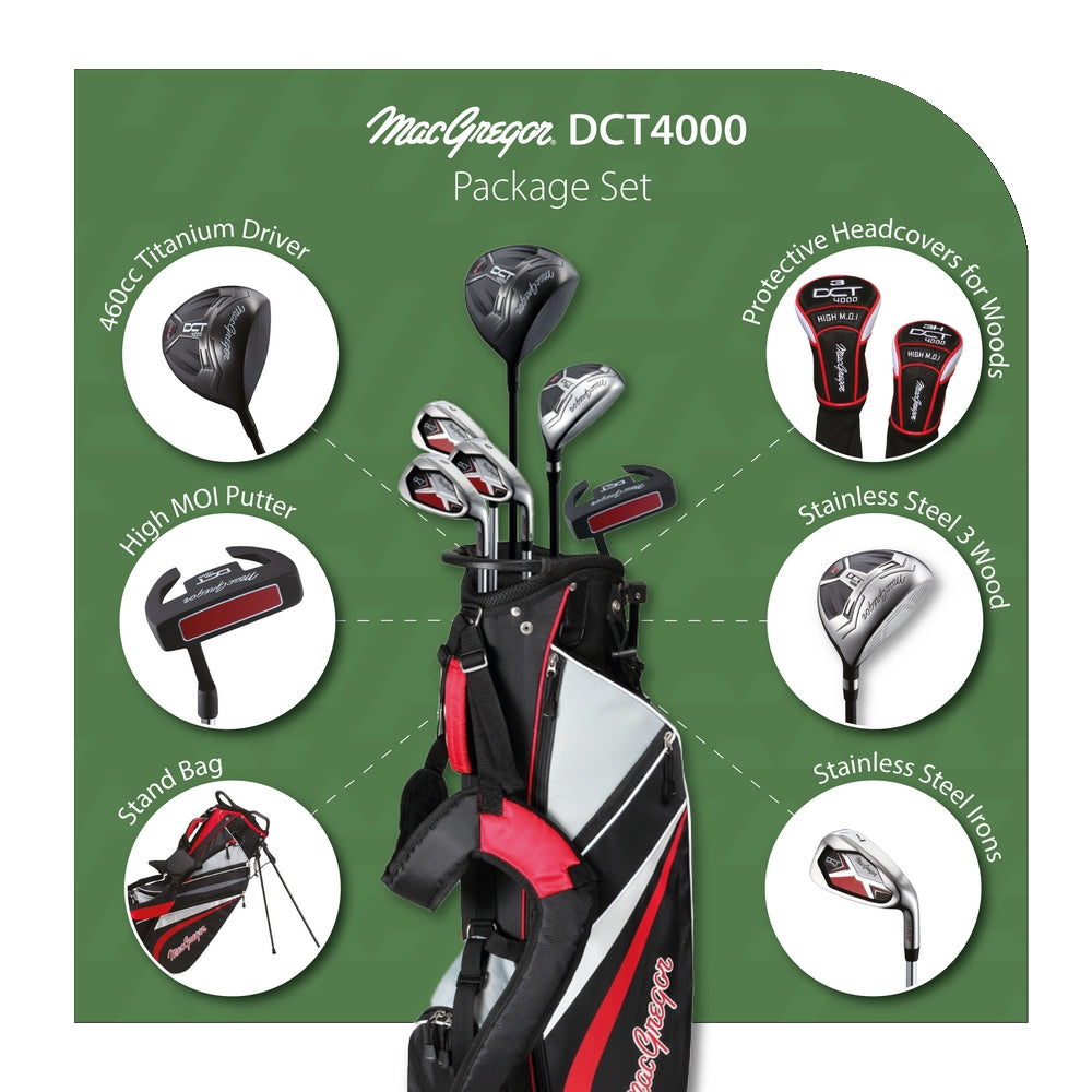 MacGregor Golf DCT4000 Golf Clubs Set with Bag, Mens Right Hand (6 Clubs / 9 Pieces)